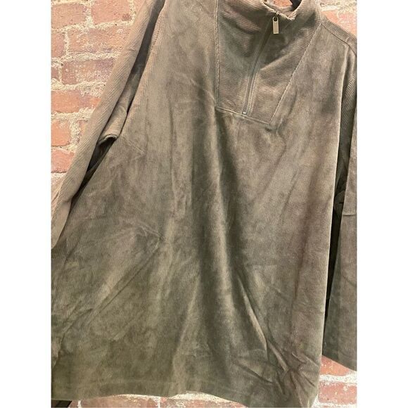 Lands’ End Super Soft Taupe Ribbed 1/4 Zip Long Sleeve Light Sweatshirt Women’s - Picture 5 of 16